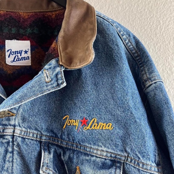Tony Lama Mens Denim Fleece Lined Jacket Size Large - Picture 2 of 8